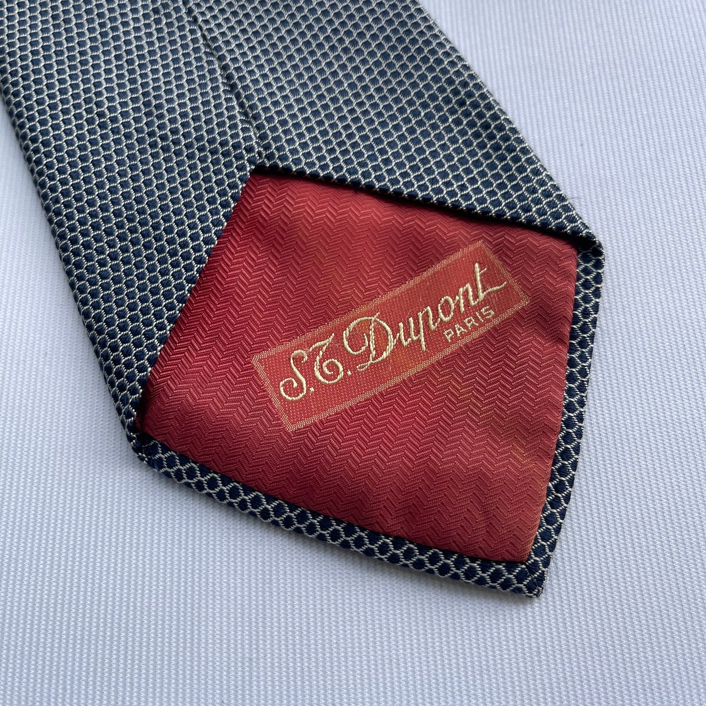 Vintage St. Dupont Silver/Black Geometric Neckties