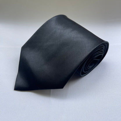 Kai Long Black Silk Necktie