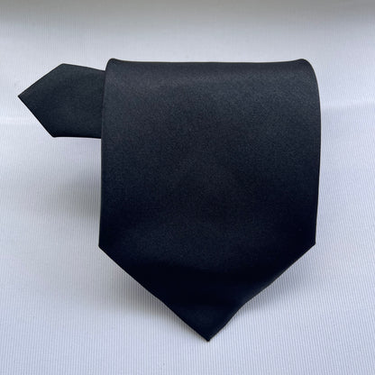 Kai Long Black Silk Necktie