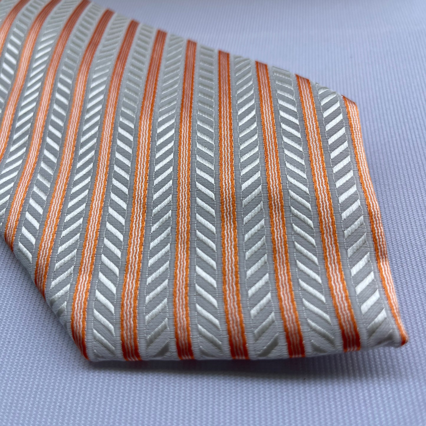 Decent Orange and Silver Striped Necktie