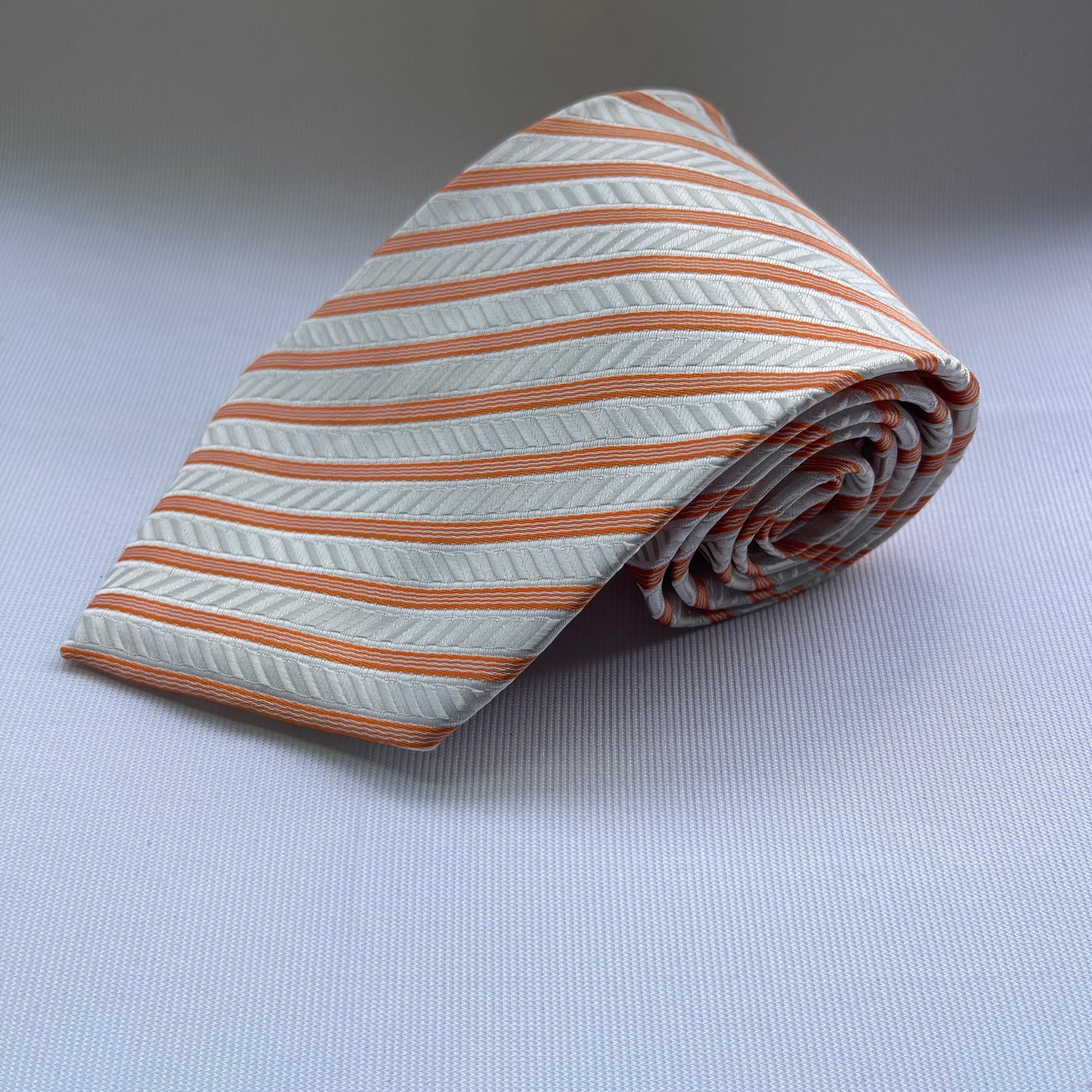 Decent Orange and Silver Striped Necktie
