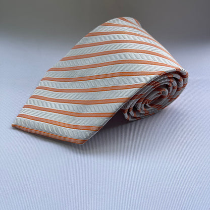 Decent Orange and Silver Striped Necktie